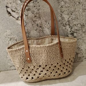 Hand crafted crocheted tote bag